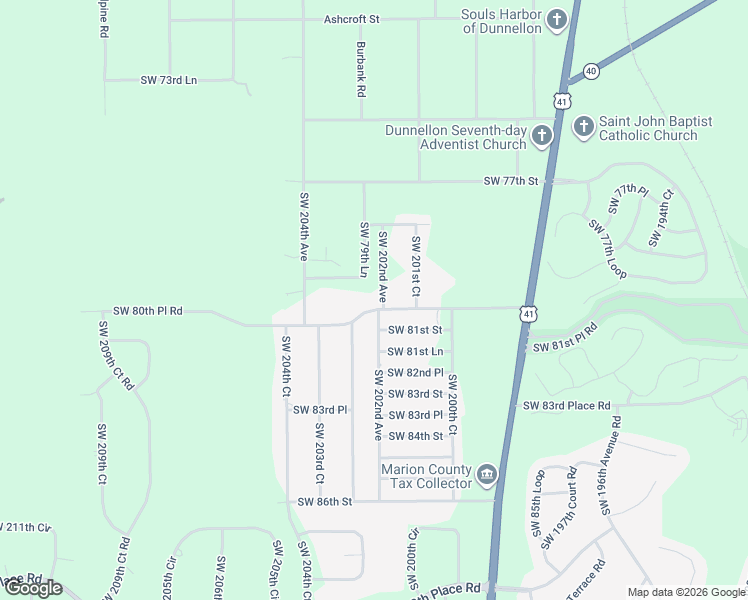 map of restaurants, bars, coffee shops, grocery stores, and more near 20215 Southwest 80th Place Road in Dunnellon