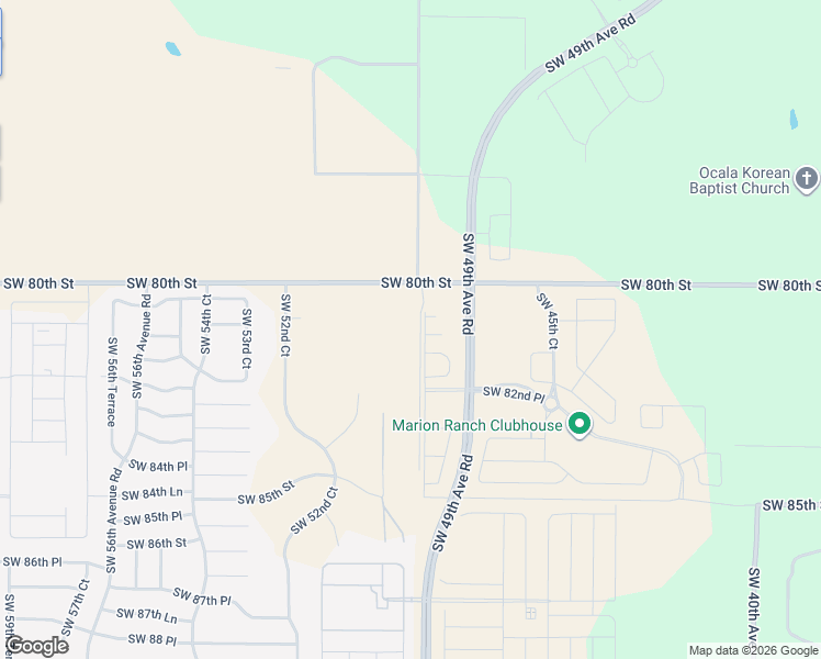 map of restaurants, bars, coffee shops, grocery stores, and more near 5040 Southwest 80th Street in Ocala