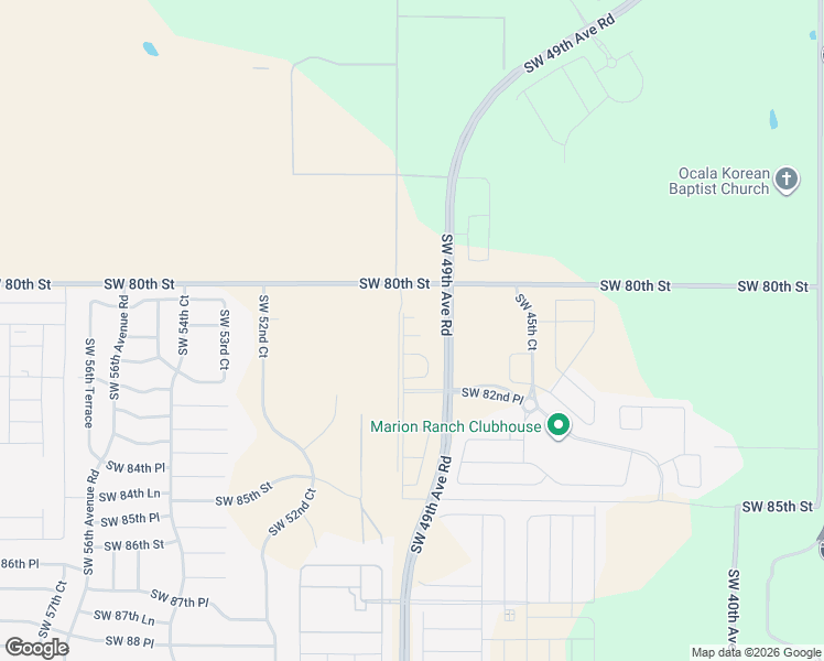 map of restaurants, bars, coffee shops, grocery stores, and more near 5040 Southwest 80th Street in Ocala