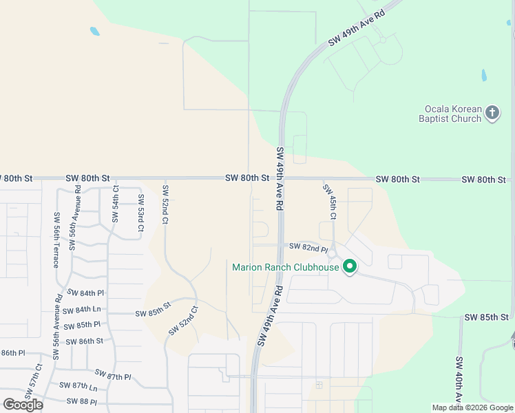 map of restaurants, bars, coffee shops, grocery stores, and more near 5040 Southwest 80th Street in Ocala