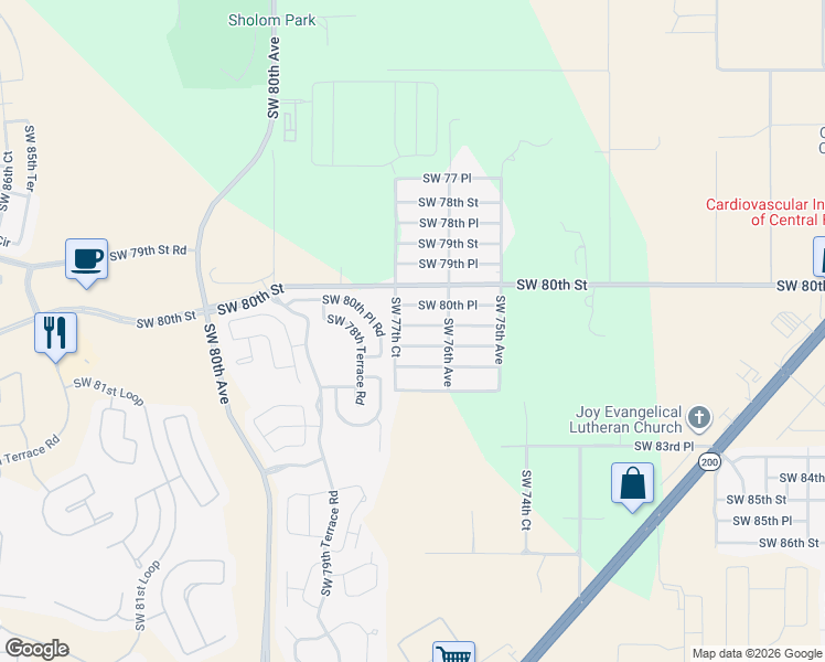 map of restaurants, bars, coffee shops, grocery stores, and more near 7650 Southwest 81th Place in Ocala