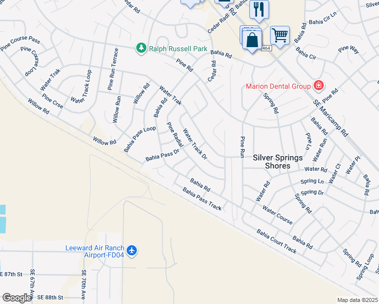 map of restaurants, bars, coffee shops, grocery stores, and more near 55 Pine Radial in Ocala