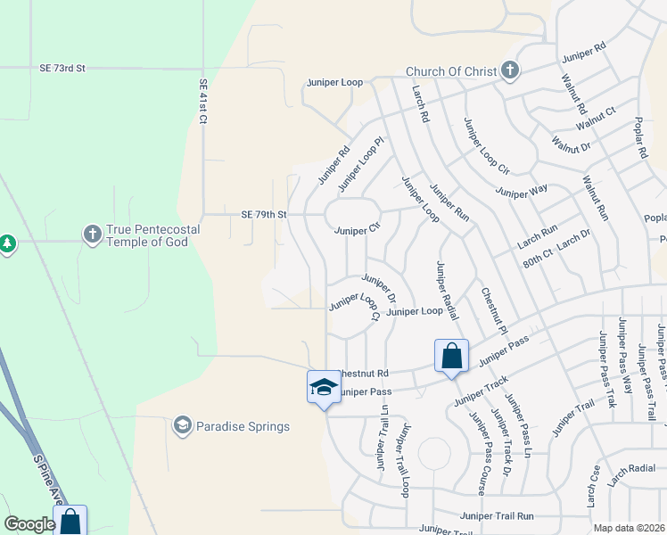 map of restaurants, bars, coffee shops, grocery stores, and more near 8496 Juniper Road in Ocala