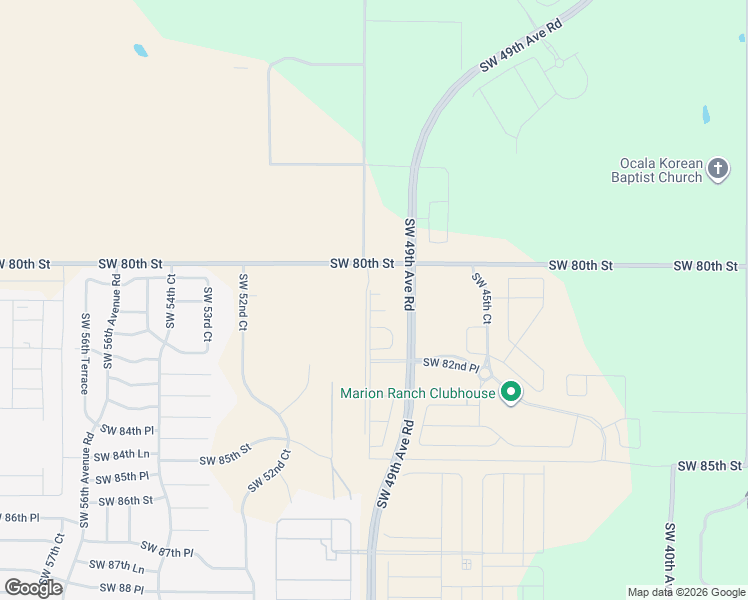 map of restaurants, bars, coffee shops, grocery stores, and more near 5040 Southwest 80th Street in Ocala