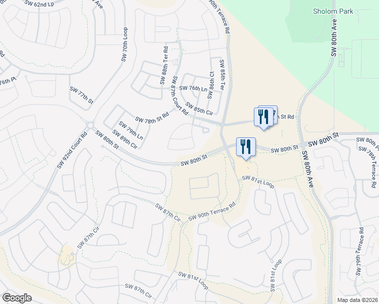 map of restaurants, bars, coffee shops, grocery stores, and more near 8785 Southwest 80th Avenue in Ocala