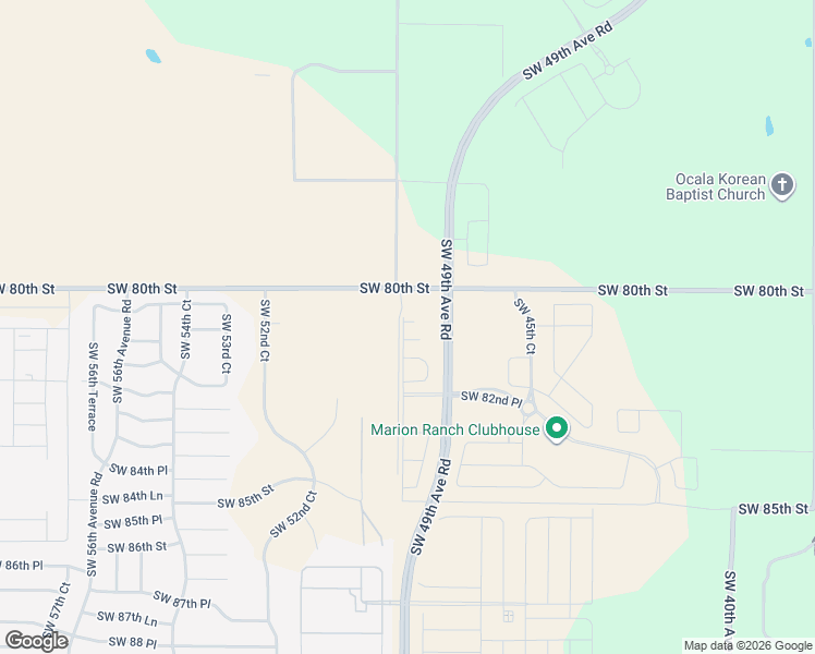 map of restaurants, bars, coffee shops, grocery stores, and more near 5040 Southwest 80th Street in Ocala