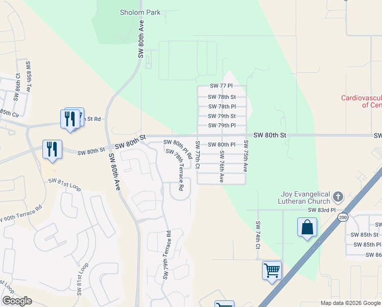 map of restaurants, bars, coffee shops, grocery stores, and more near 8125 SW 77th Ct in Ocala
