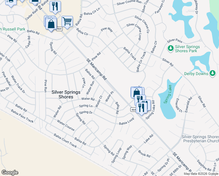 map of restaurants, bars, coffee shops, grocery stores, and more near 9328 Southeast Maricamp Road in Ocala