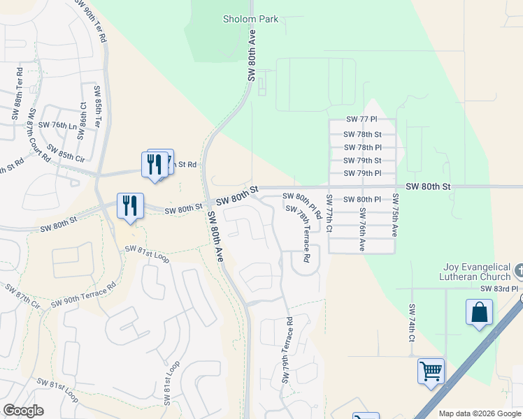 map of restaurants, bars, coffee shops, grocery stores, and more near 7936 Southwest 80th Place Road in Ocala