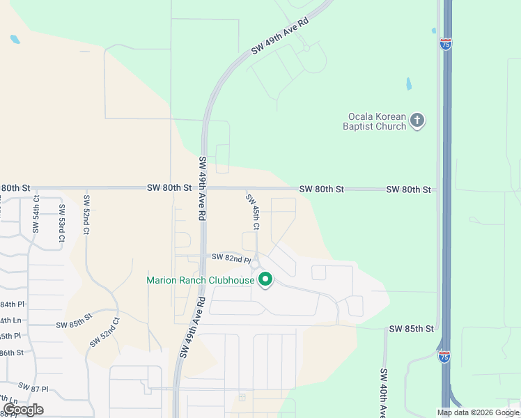 map of restaurants, bars, coffee shops, grocery stores, and more near 4601 Southwest 80th Street in Ocala