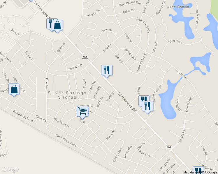 map of restaurants, bars, coffee shops, grocery stores, and more near 9328 Southeast Maricamp Road in Ocala