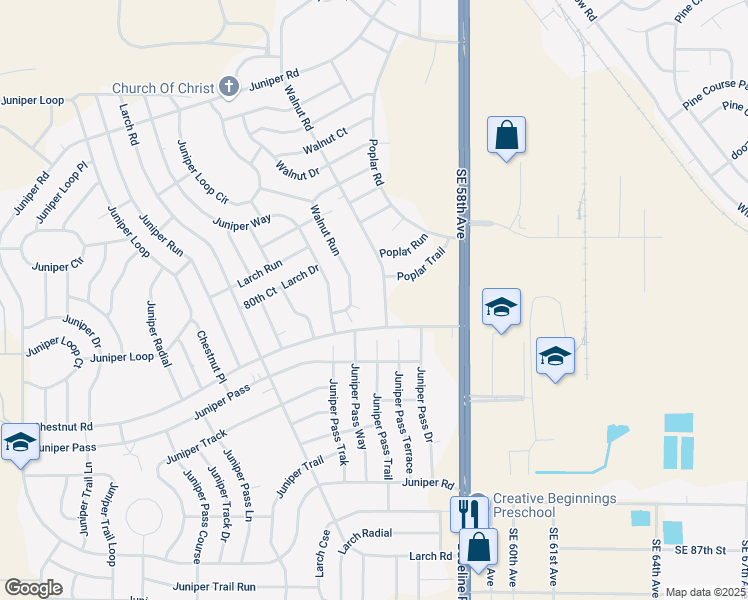 map of restaurants, bars, coffee shops, grocery stores, and more near 20 Walnut Trail in Ocala