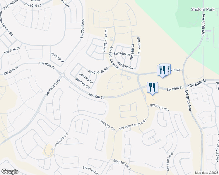 map of restaurants, bars, coffee shops, grocery stores, and more near 8785 Southwest 80th Avenue in Ocala