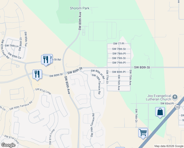 map of restaurants, bars, coffee shops, grocery stores, and more near 7874 Southwest 80th Place Road in Ocala