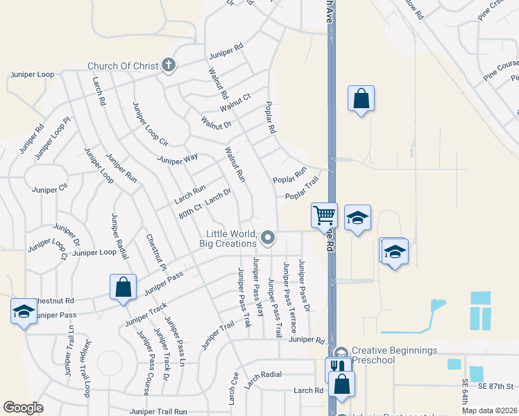 map of restaurants, bars, coffee shops, grocery stores, and more near 55 Walnut Run Court in Ocala