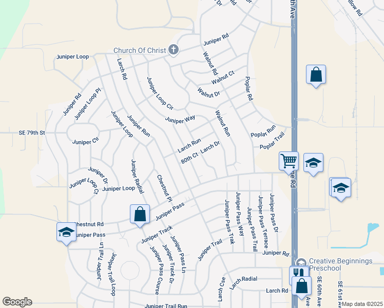 map of restaurants, bars, coffee shops, grocery stores, and more near 19 Larch Drive in Ocala