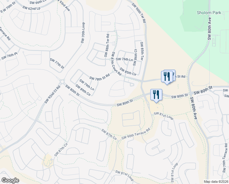 map of restaurants, bars, coffee shops, grocery stores, and more near 8785 Southwest 80th Avenue in Ocala