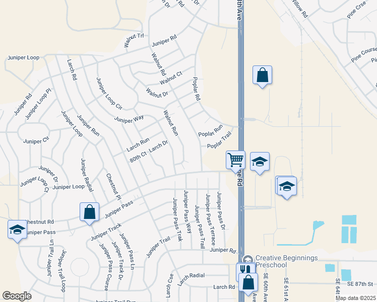 map of restaurants, bars, coffee shops, grocery stores, and more near 20 Walnut Trail in Ocala