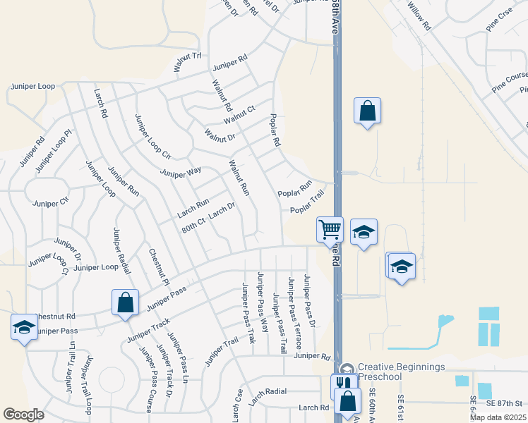 map of restaurants, bars, coffee shops, grocery stores, and more near 20 Walnut Trail in Ocala