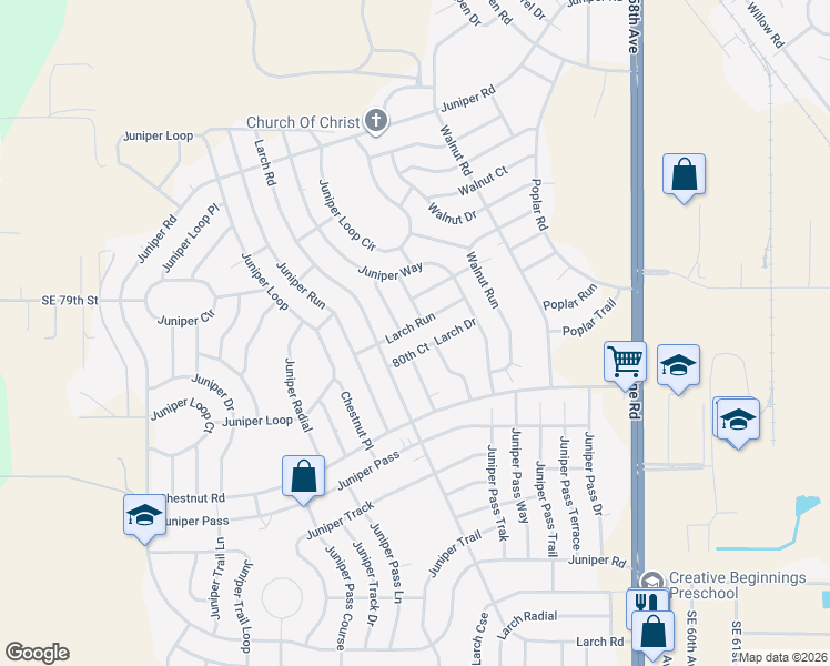 map of restaurants, bars, coffee shops, grocery stores, and more near 19 Larch Drive in Ocala