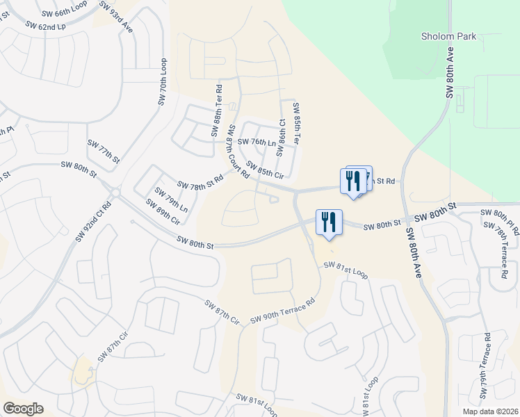 map of restaurants, bars, coffee shops, grocery stores, and more near 8785 Southwest 80th Avenue in Ocala
