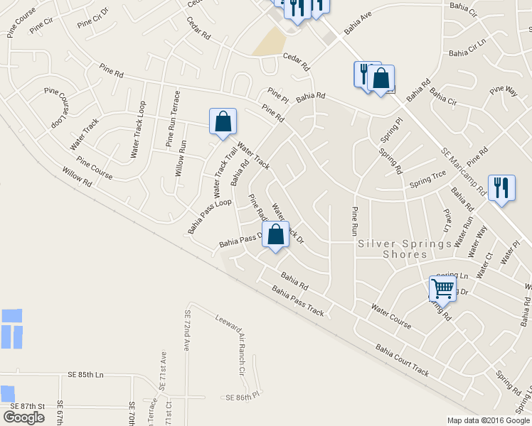 map of restaurants, bars, coffee shops, grocery stores, and more near 45 Pine Radial in Ocala