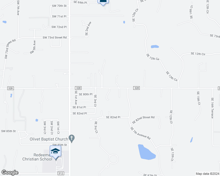 map of restaurants, bars, coffee shops, grocery stores, and more near 475 Southeast 80th Street in Ocala