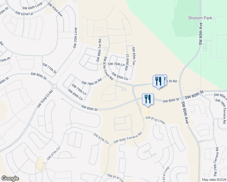 map of restaurants, bars, coffee shops, grocery stores, and more near 8785 Southwest 80th Avenue in Ocala