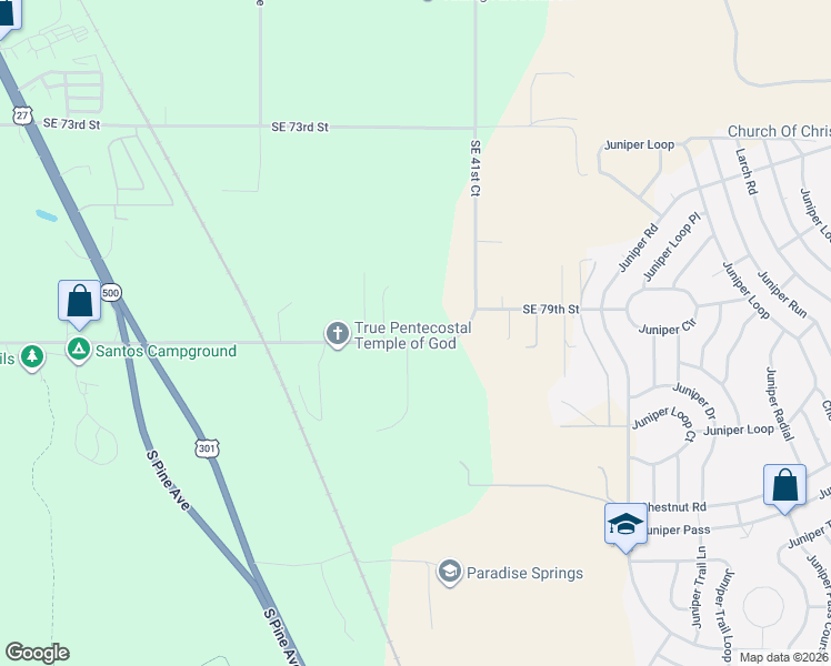 map of restaurants, bars, coffee shops, grocery stores, and more near 4011 Southeast 80th Street in Ocala