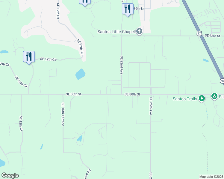 map of restaurants, bars, coffee shops, grocery stores, and more near 2141 Southeast 80th Street in Ocala
