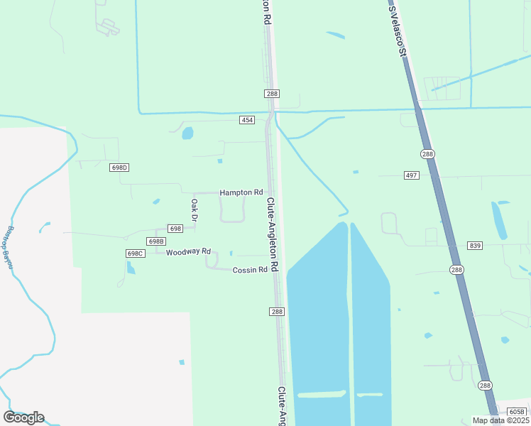 map of restaurants, bars, coffee shops, grocery stores, and more near 5839 County Road 288 in Angleton