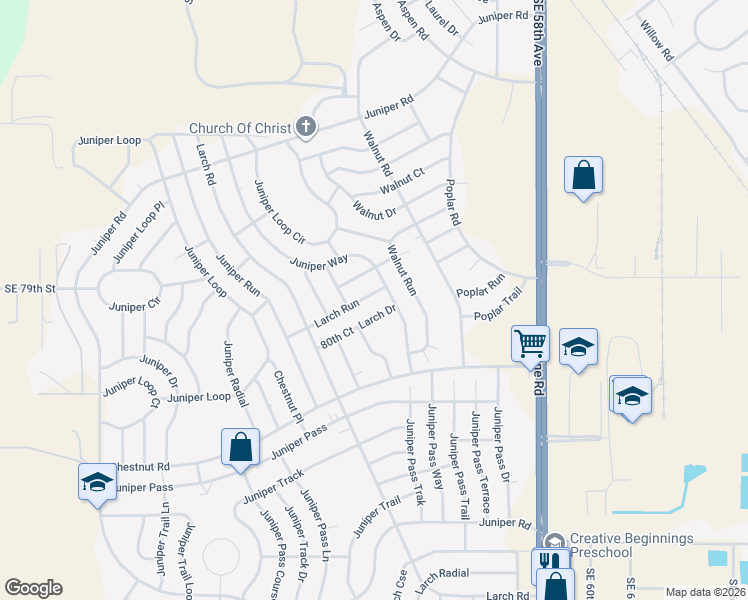 map of restaurants, bars, coffee shops, grocery stores, and more near 1 Larch Run in Ocala
