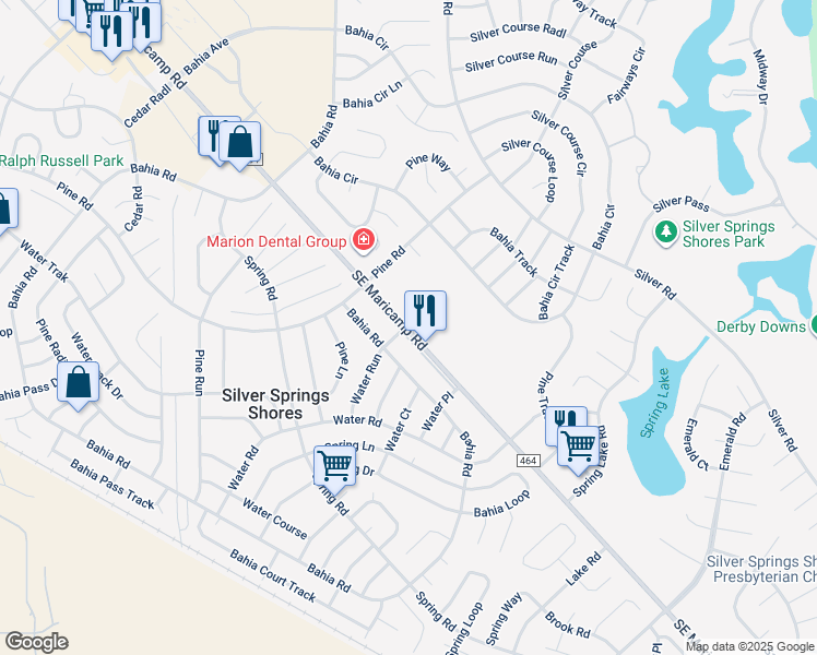 map of restaurants, bars, coffee shops, grocery stores, and more near 9305 Southeast Maricamp Road in Ocala