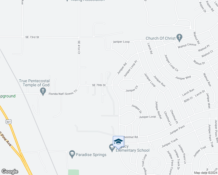 map of restaurants, bars, coffee shops, grocery stores, and more near 8100 Juniper Road in Ocala