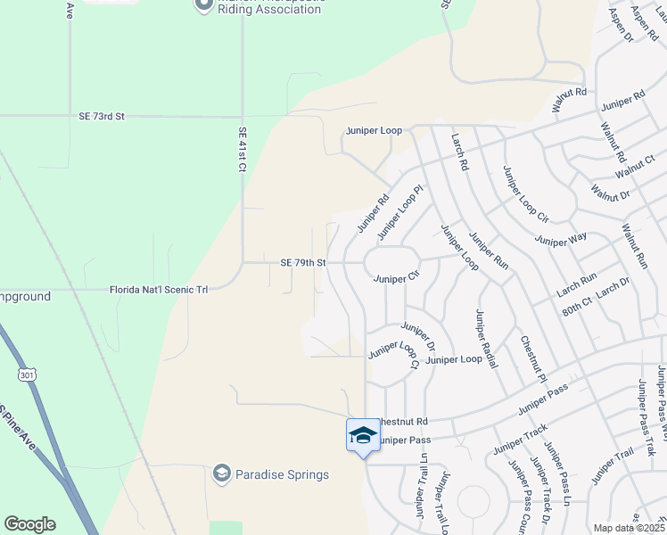 map of restaurants, bars, coffee shops, grocery stores, and more near 8098 Juniper Road in Ocala