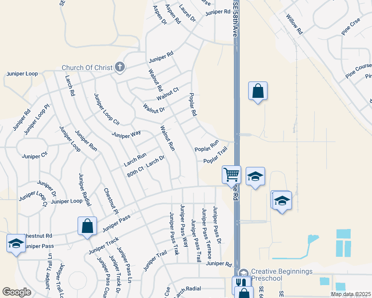 map of restaurants, bars, coffee shops, grocery stores, and more near 49 Walnut Trail in Ocala