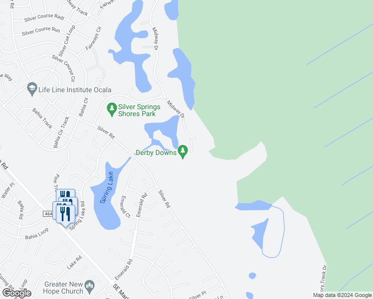 map of restaurants, bars, coffee shops, grocery stores, and more near 7961 Midway Drive Terrace in Ocala