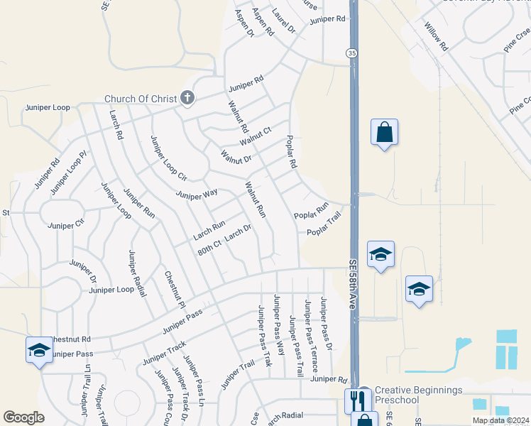 map of restaurants, bars, coffee shops, grocery stores, and more near 38 54th Terrace in Ocala