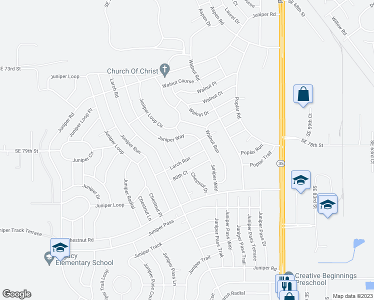 map of restaurants, bars, coffee shops, grocery stores, and more near 2 Juniper Way Lane in Ocala
