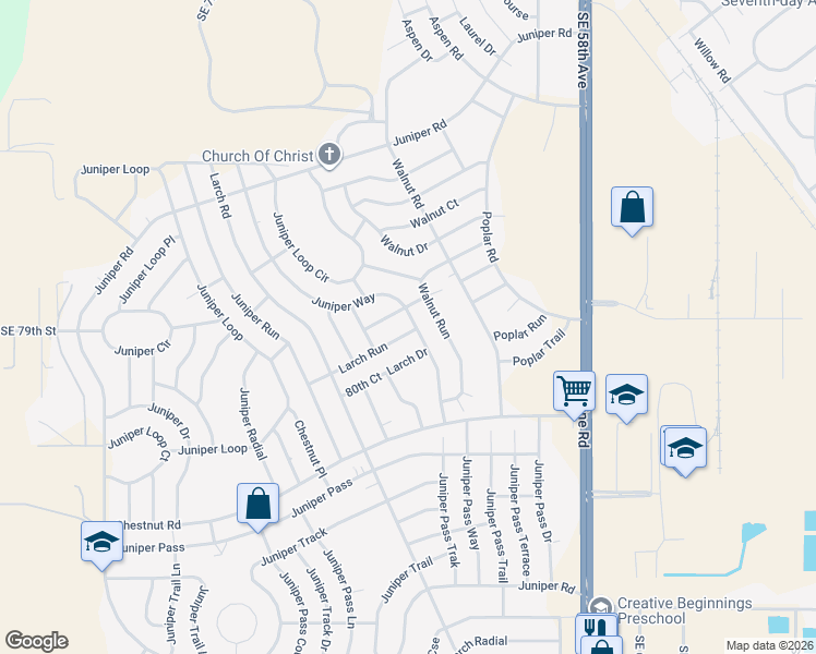 map of restaurants, bars, coffee shops, grocery stores, and more near 1 Larch Run in Ocala