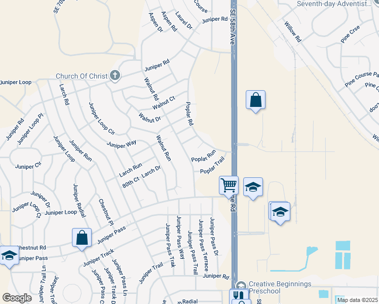 map of restaurants, bars, coffee shops, grocery stores, and more near 49 Walnut Trail in Ocala