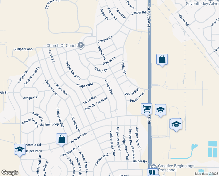 map of restaurants, bars, coffee shops, grocery stores, and more near 38 54th Terrace in Ocala