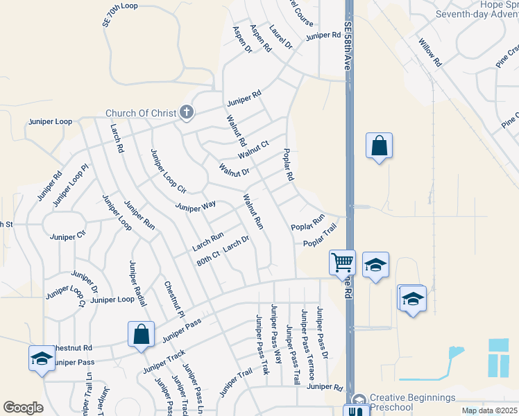 map of restaurants, bars, coffee shops, grocery stores, and more near 76 Walnut Trail in Ocala