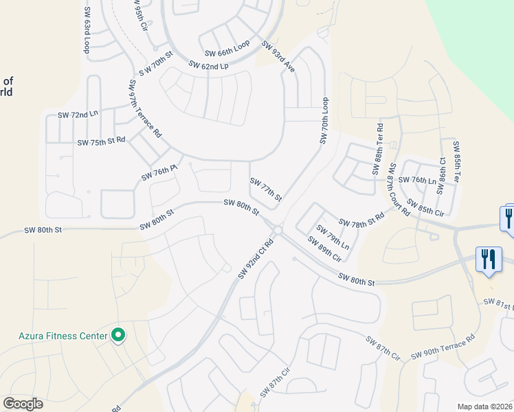 map of restaurants, bars, coffee shops, grocery stores, and more near 9248 SW 77th Street in Ocala