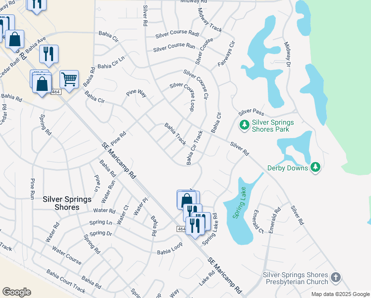map of restaurants, bars, coffee shops, grocery stores, and more near 519 B Track Run in Ocala