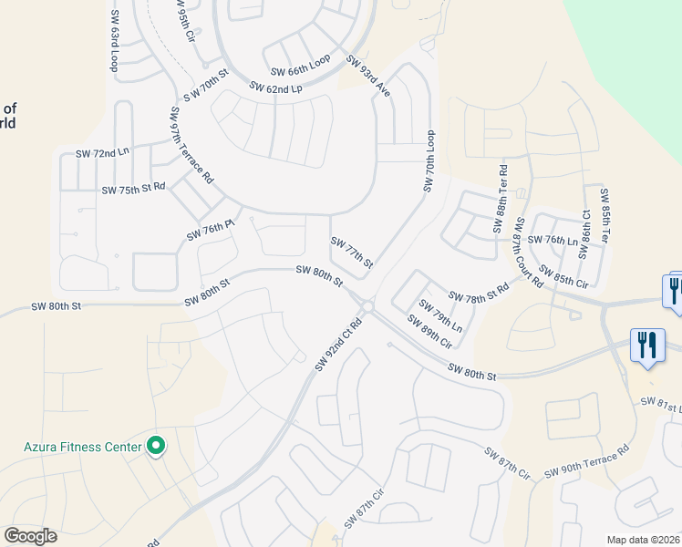 map of restaurants, bars, coffee shops, grocery stores, and more near 9248 SW 77th Street in Ocala