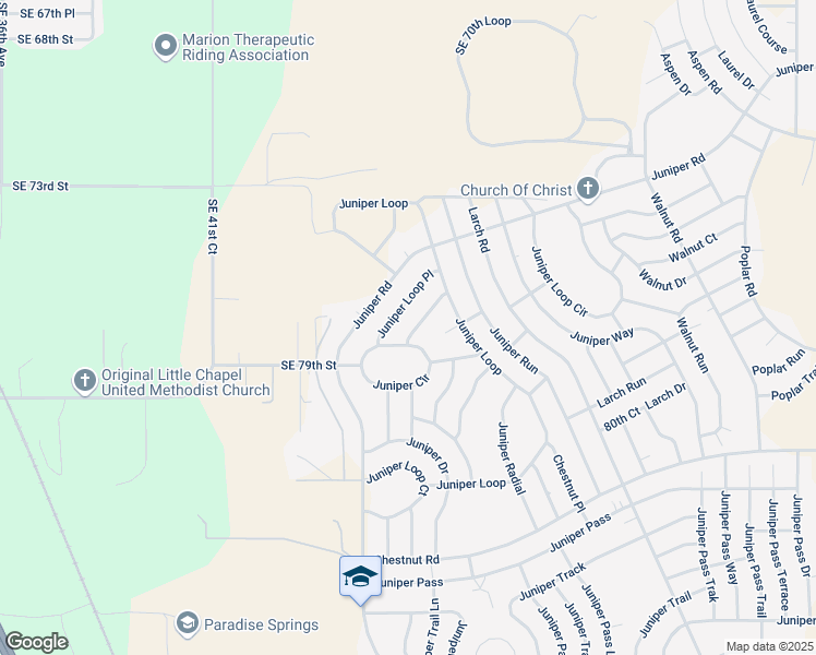 map of restaurants, bars, coffee shops, grocery stores, and more near 40 Juniper Loop Place in Ocala
