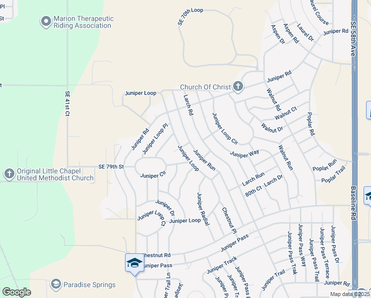 map of restaurants, bars, coffee shops, grocery stores, and more near 6 Juniper Loop Lane in Ocala