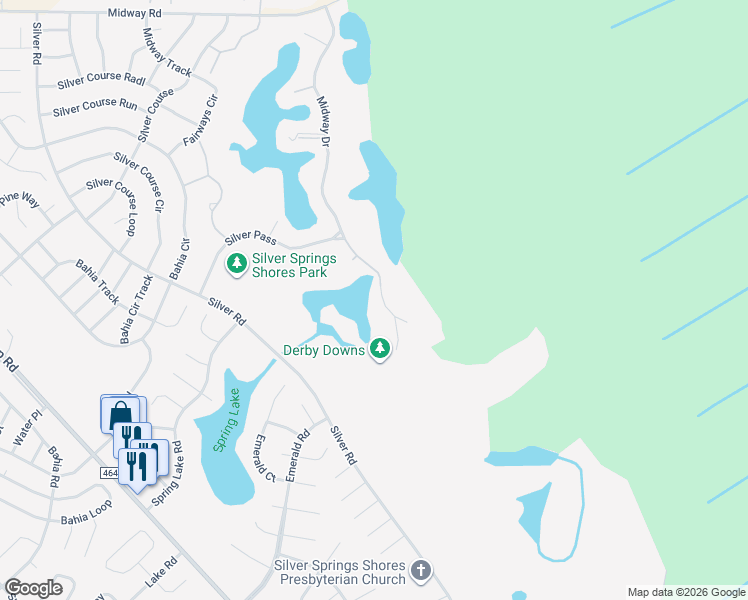 map of restaurants, bars, coffee shops, grocery stores, and more near 7832 Midway Drive Terrace in Ocala