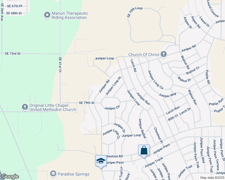 map of restaurants, bars, coffee shops, grocery stores, and more near 40 Juniper Loop Place in Ocala